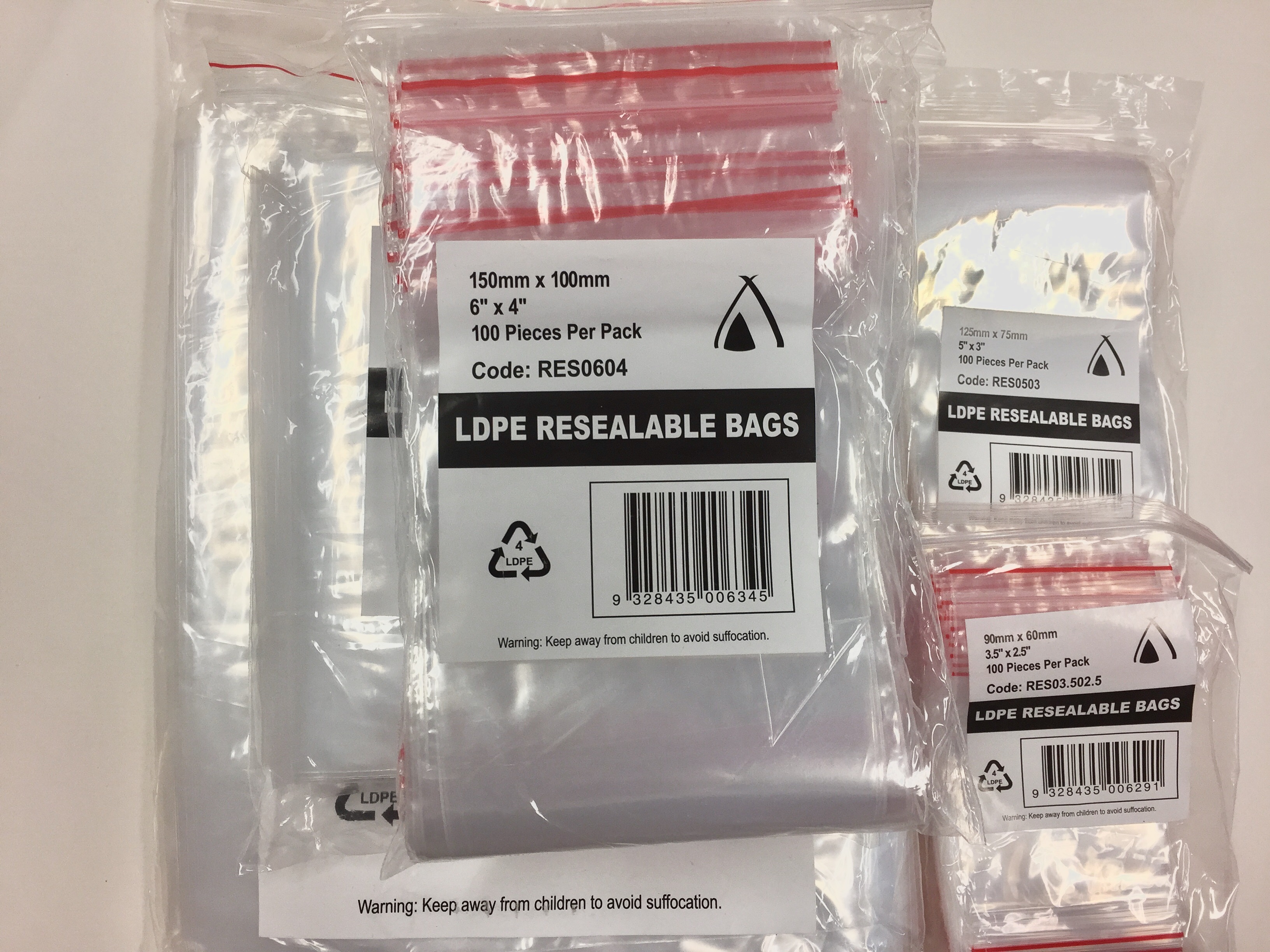 Resealable Bags - 230mm x 150mm -100 Pack